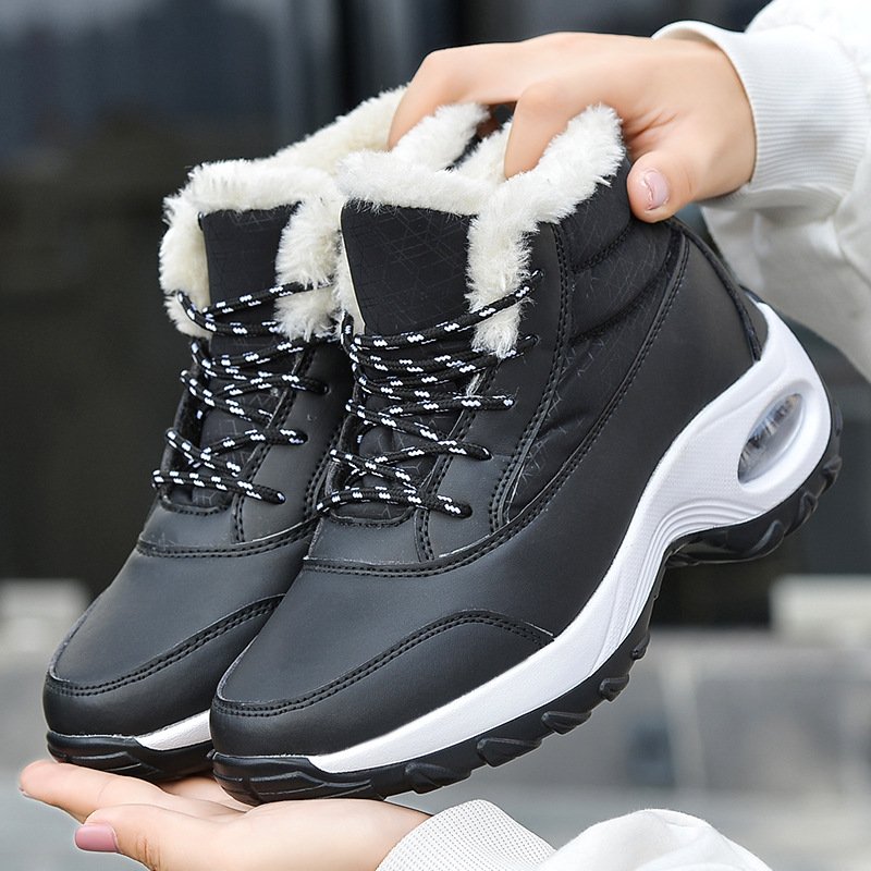 Winter 2022 Comfortable Warm Boots for Women Non-slip Leather Ankle Snow Shoes Waterproof Cushioned Arch Support Casual Shoes