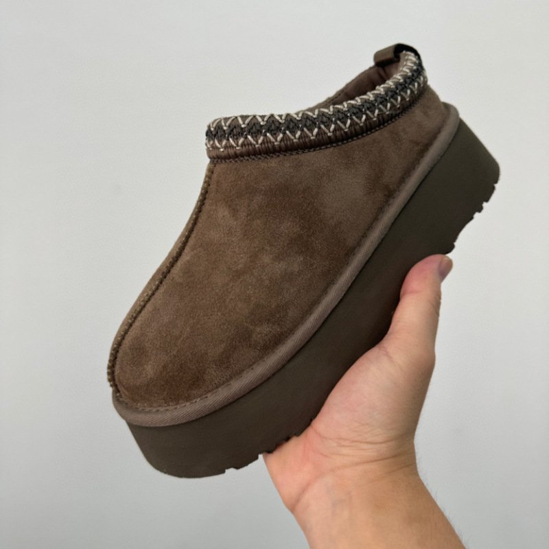 Custom Women's Platform Mini Boots Short Ankle Boot Sheepskin Fur Fleece Lined House Slippers Boot For Outdoor