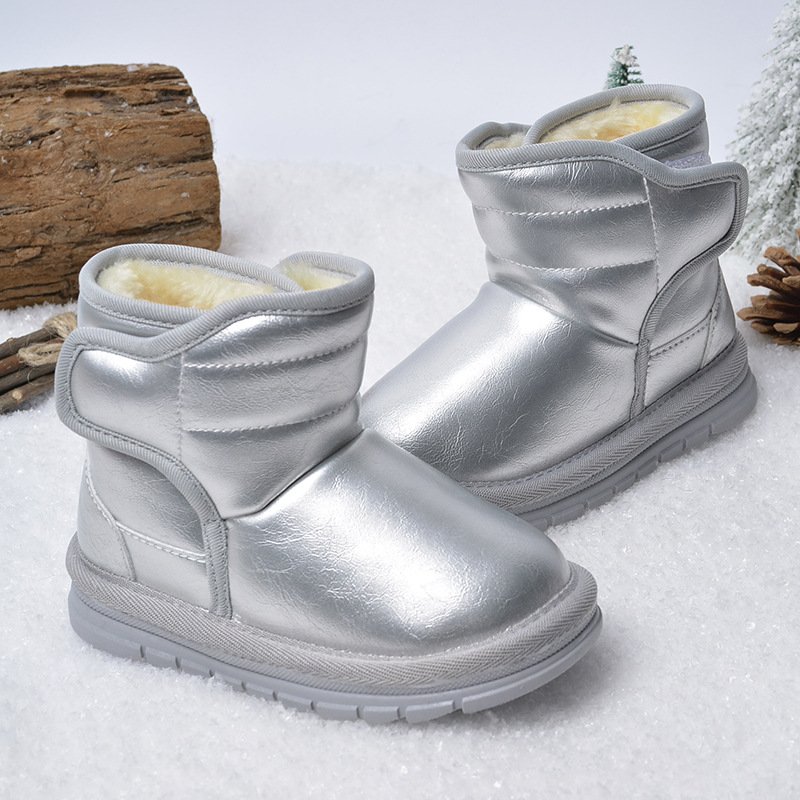 Wholesale PU Leather Rubber Soft Casual Kids Winter Short Sonw Boots Baby's Outdoor Snow Boots For Children