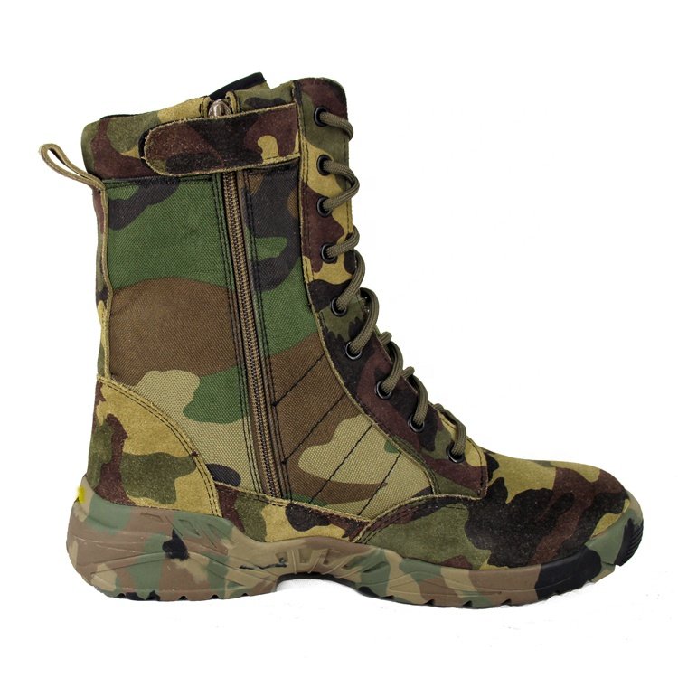 Factory direct sale mid leather boots assault forest camouflage outdoor training hiking men's boots high quality