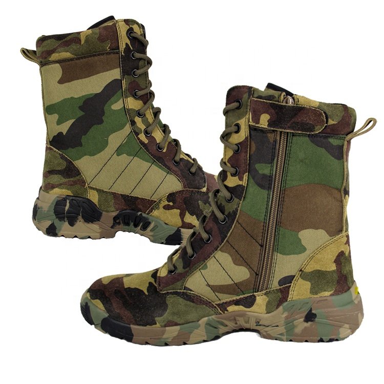 Factory direct sale mid leather boots assault forest camouflage outdoor training hiking men's boots high quality