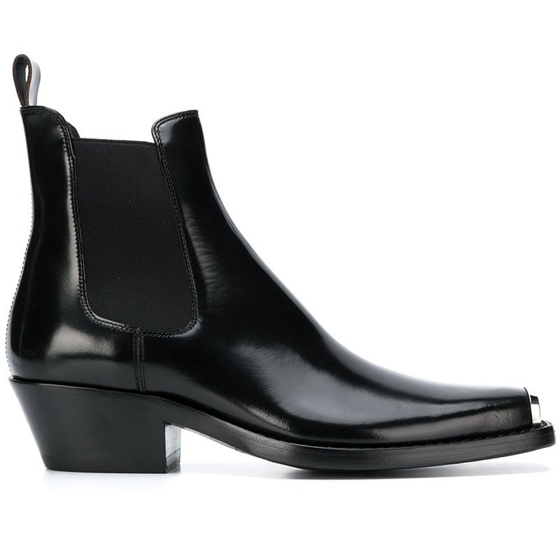 Fashionable new style Chelsea Boots Men's Square Head Iron Head boots man boots for men shoes leather