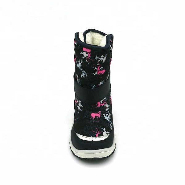 Wholesale Fashion Padded Nylon Sika Deer Printed Upper Girl Kids Winter Boots