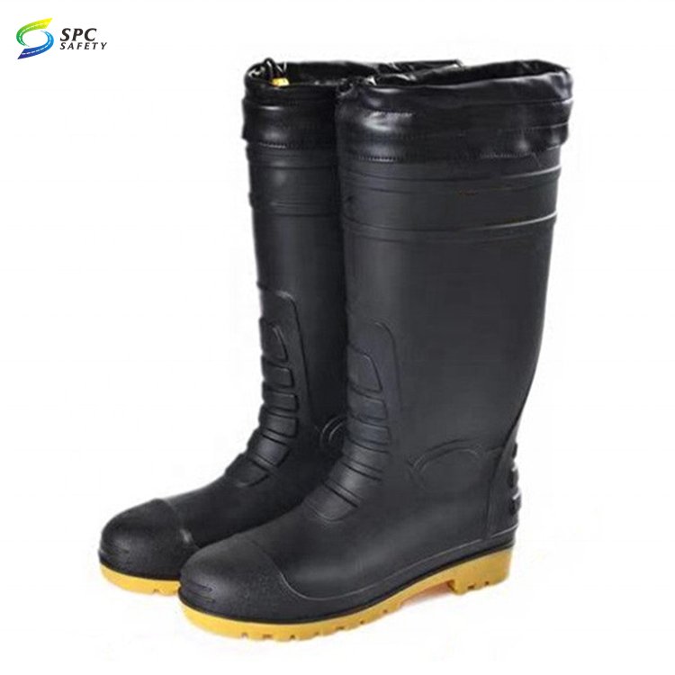 Professional mens Black winter chemical acid alkali oil Cold resistant industrial steel toe safety protective gum rain boots
