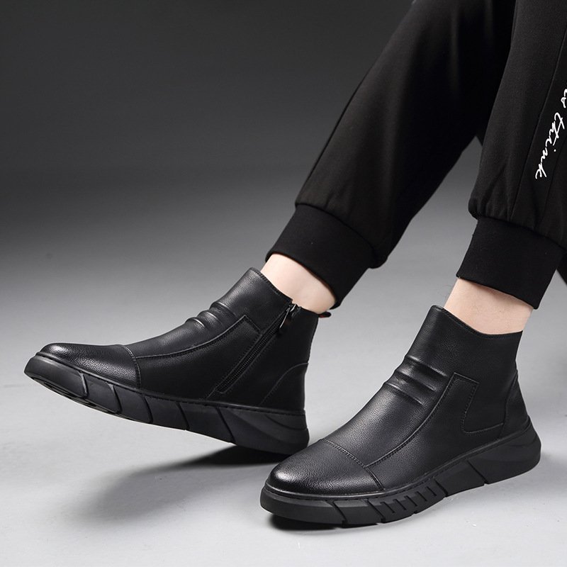 2024 Men's Martin Boots with Microfiber Leather Upper Plus Cotton Warm Snowshoes Trendy Loafers Companion