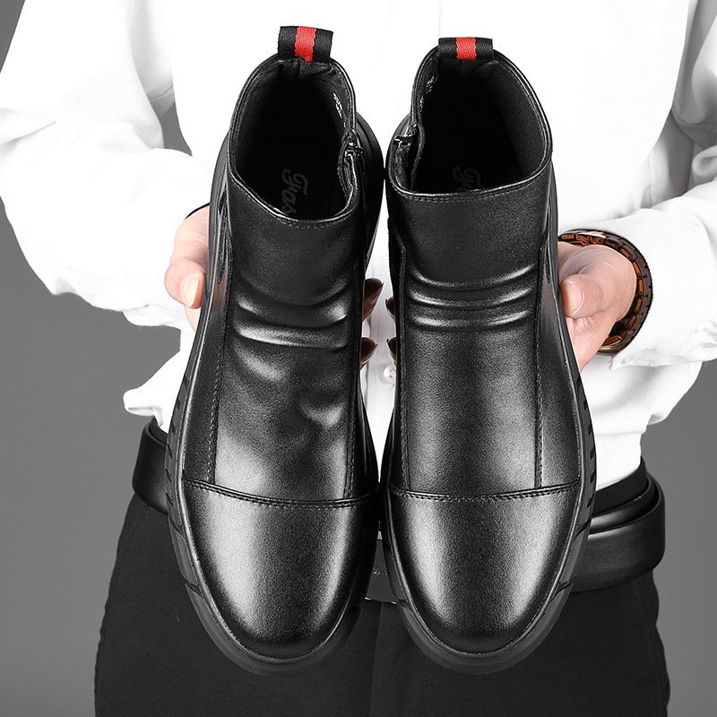 2024 Men's Martin Boots with Microfiber Leather Upper Plus Cotton Warm Snowshoes Trendy Loafers Companion