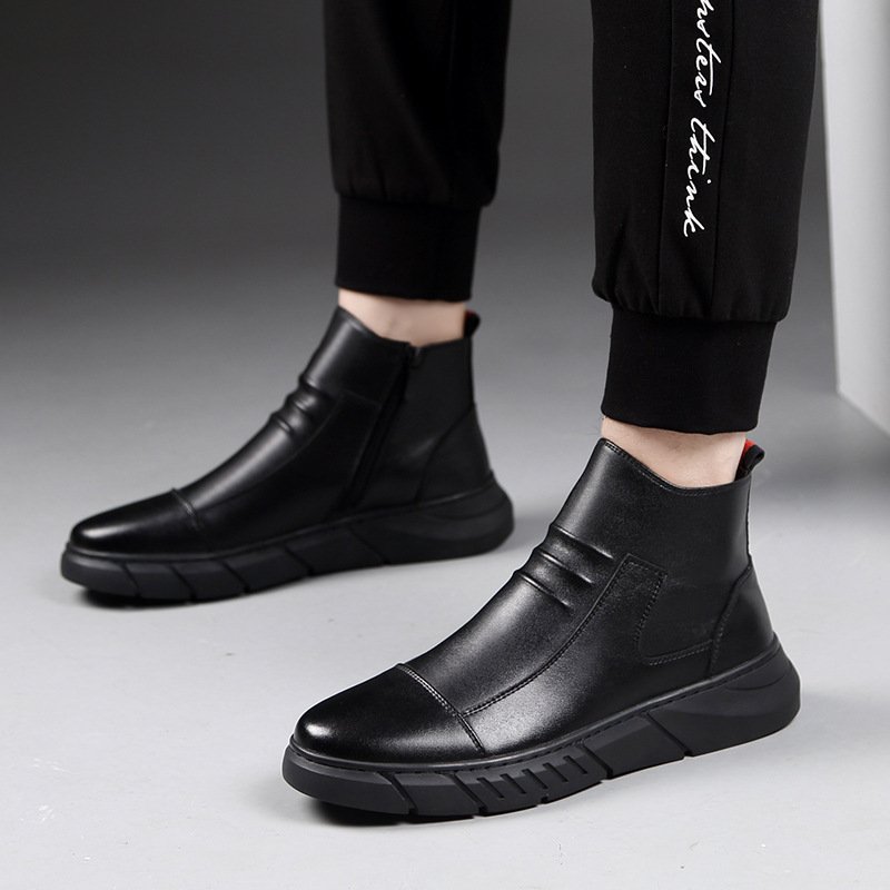 2024 Men's Martin Boots with Microfiber Leather Upper Plus Cotton Warm Snowshoes Trendy Loafers Companion
