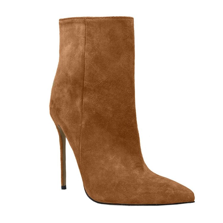 New Designer Botines Pointed Stiletto Women Ankle Boots Mid Calf Fall Boots Mujer Custom Suede for Women PU Winter Shoes Rubber