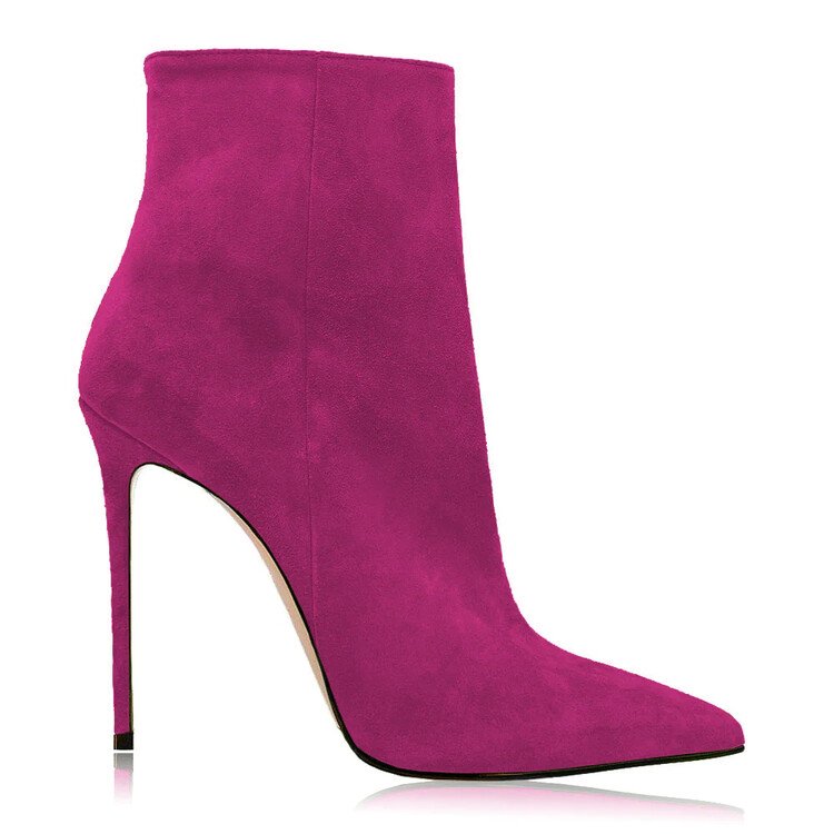 New Designer Botines Pointed Stiletto Women Ankle Boots Mid Calf Fall Boots Mujer Custom Suede for Women PU Winter Shoes Rubber