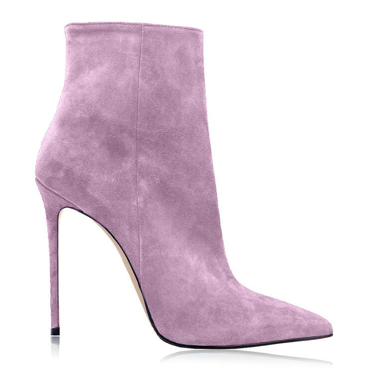 New Designer Botines Pointed Stiletto Women Ankle Boots Mid Calf Fall Boots Mujer Custom Suede for Women PU Winter Shoes Rubber