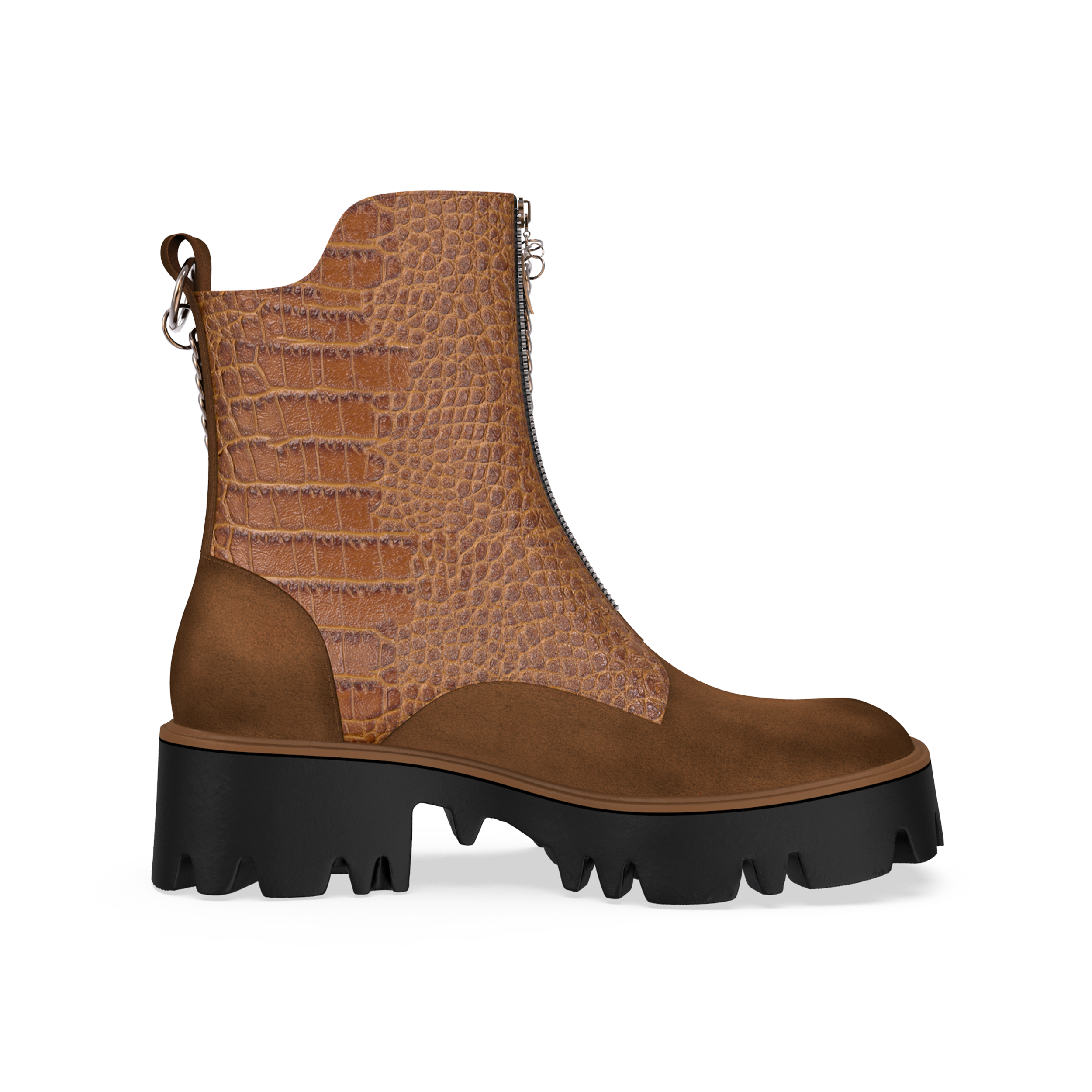 High Quality Animal Print Flat Winter Boots Fashionable Women's Shoes With Pearl Chain Designer Crocodile Platform Boots