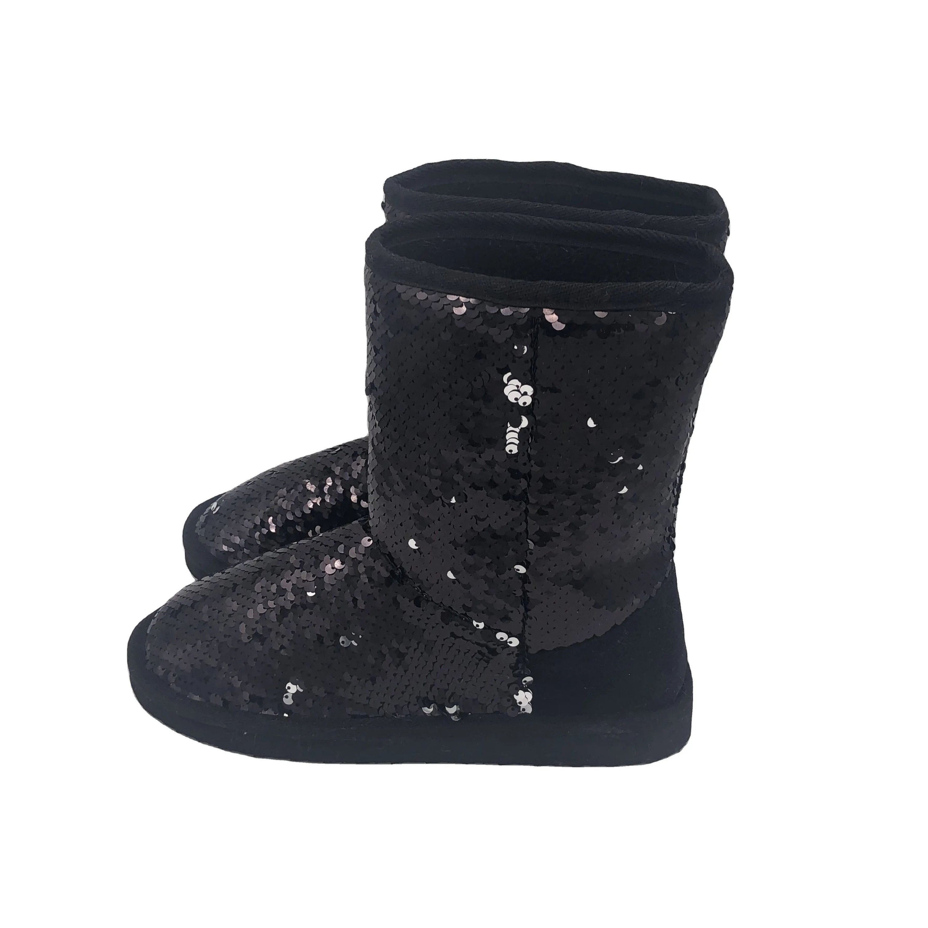 Winter Home Boots with EVA Non-Slip Sole Customization Samples Fashion Sequin Fabric Indoor Sequin Ankle Booties