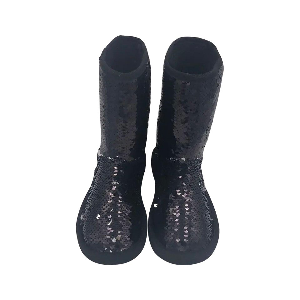 Winter Home Boots with EVA Non-Slip Sole Customization Samples Fashion Sequin Fabric Indoor Sequin Ankle Booties