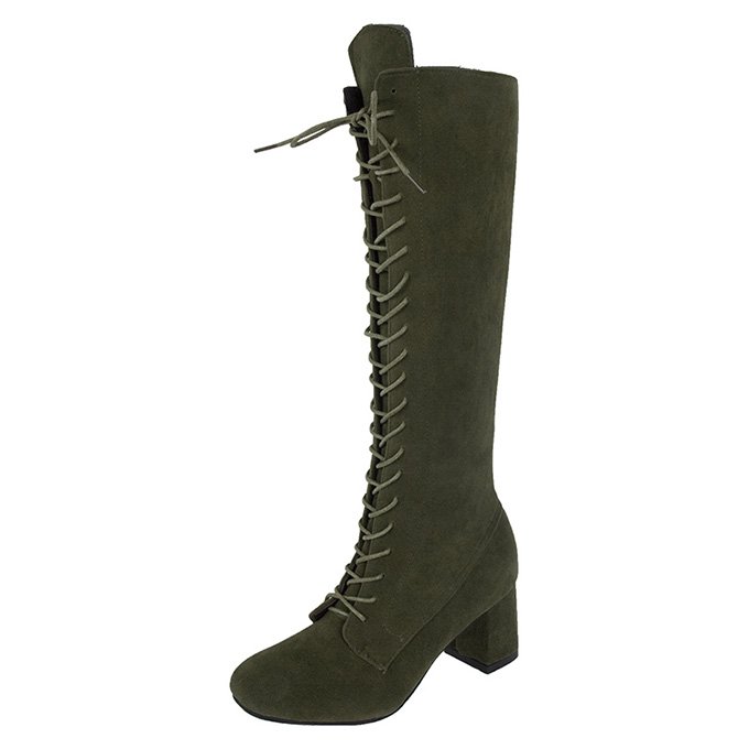Fashion microfiber kneehigh boots customized lace up knee high boots for women and ladies