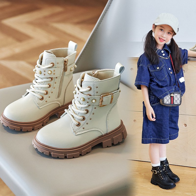 British Style Children Ankle Boots Fashion Baby Girl Zipper Girl Boots Soft Soled Leather Shoes Hot Sale