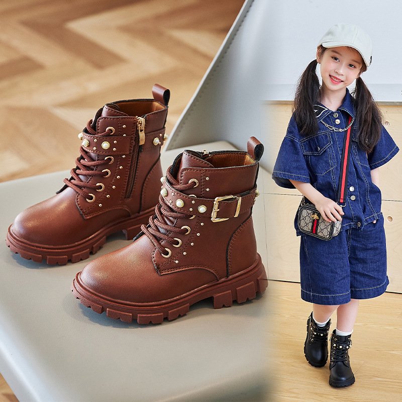British Style Children Ankle Boots Fashion Baby Girl Zipper Girl Boots Soft Soled Leather Shoes Hot Sale