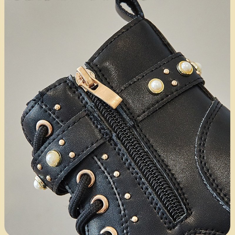 British Style Children Ankle Boots Fashion Baby Girl Zipper Girl Boots Soft Soled Leather Shoes Hot Sale