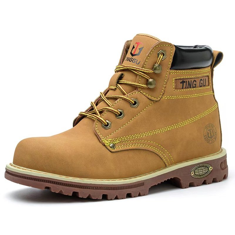 Anti-Smash and Anti-Puncture Safety Shoes Genuine Leather Lightweight Breathable Deodorant Soft Sole Sports Safety Boots