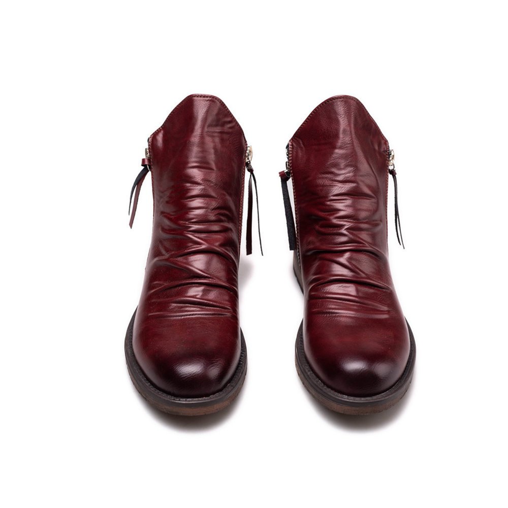 Vintage Unisex Leather Boots Women Luxury Casual Round Toe Double Zip Ankle Boots Men Business Formal Dress Chelsea Rider Shoes