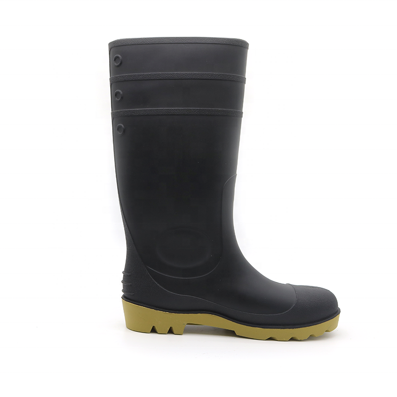 CE anti slip oil acid alkali resistant waterproof steel toe puncture proof industrial pvc safety rain boots for men