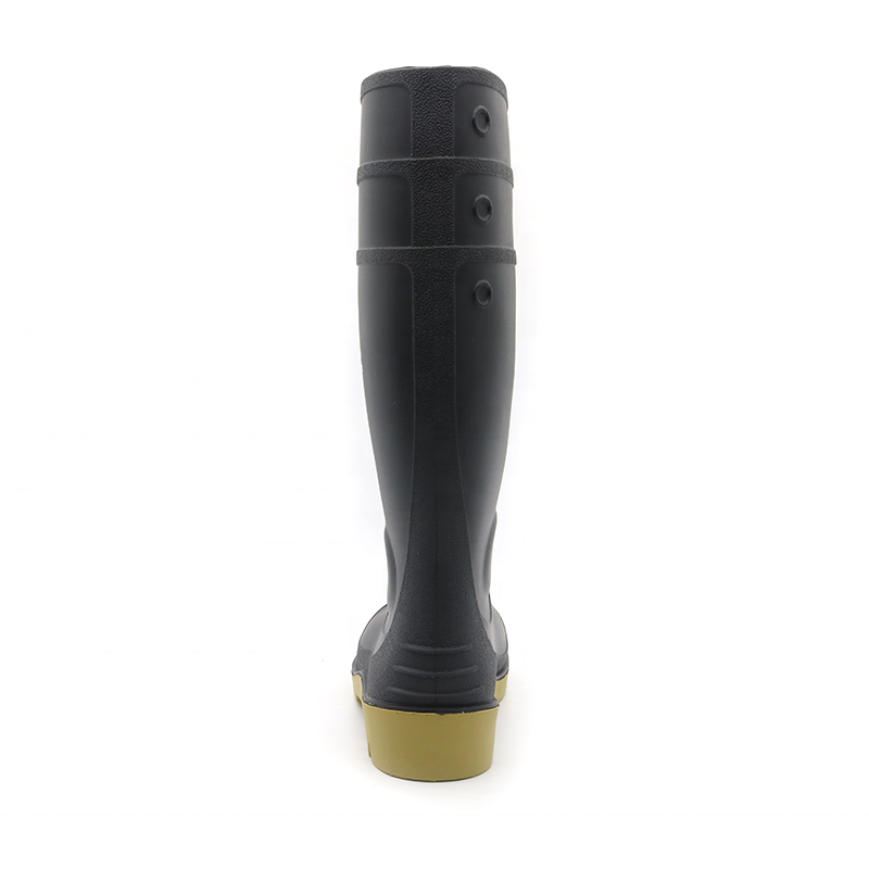 CE anti slip oil acid alkali resistant waterproof steel toe puncture proof industrial pvc safety rain boots for men