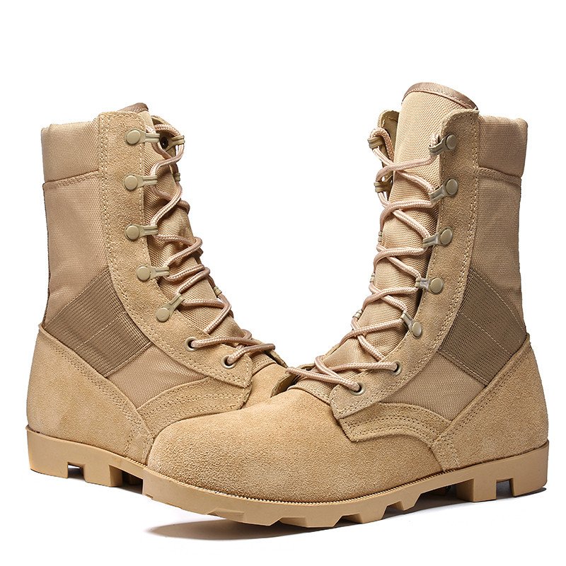 High Quality Top Leather And Oxford Upper Pure Khaki Hot Style Jungle Boot