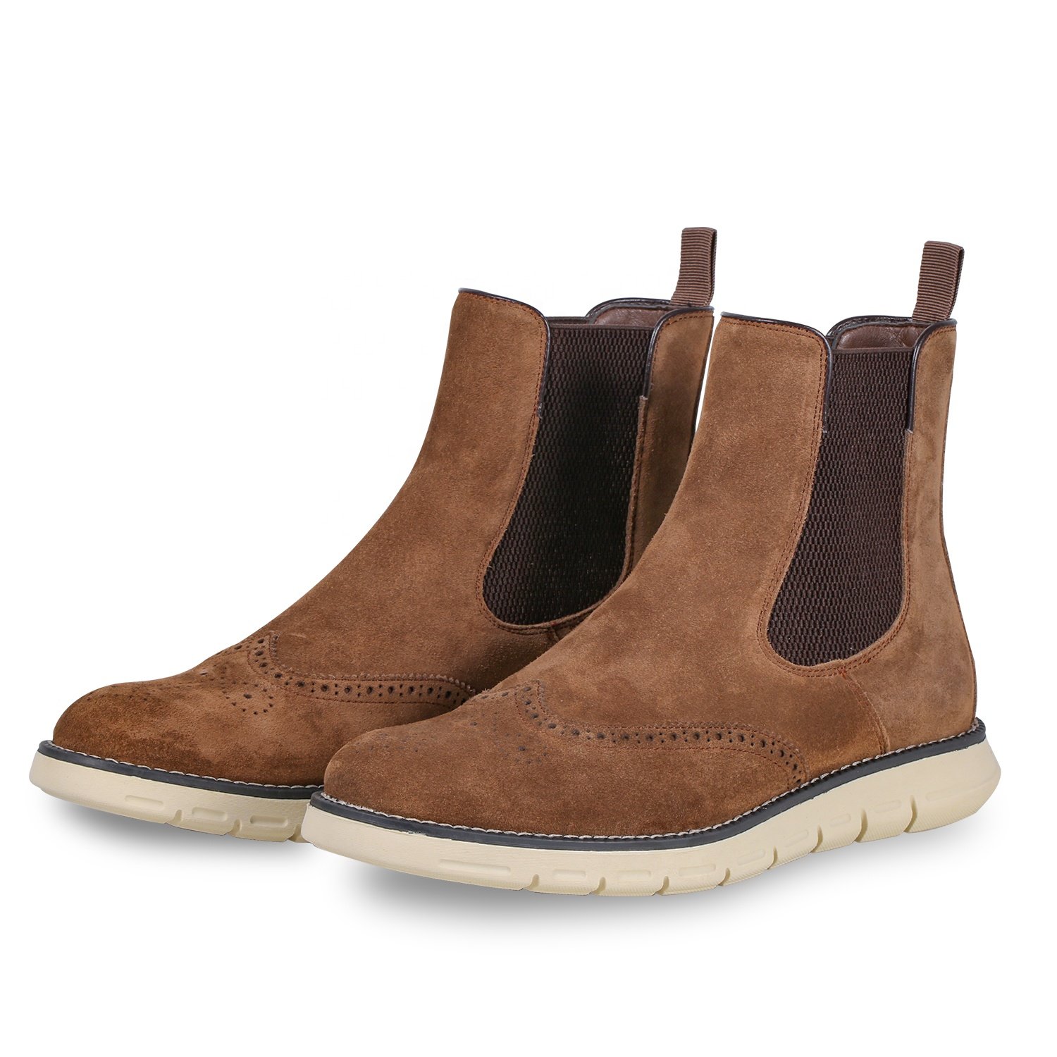High Quality Big Size formal cow suede office men's dress shoes genuine leather brown ankle chelsea boots