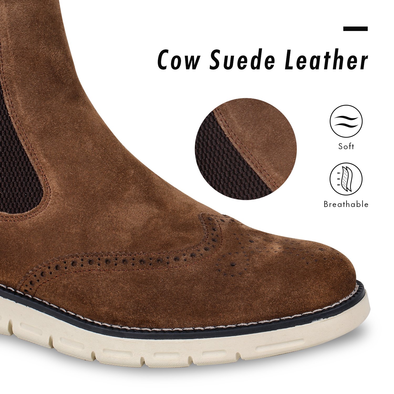 High Quality Big Size formal cow suede office men's dress shoes genuine leather brown ankle chelsea boots