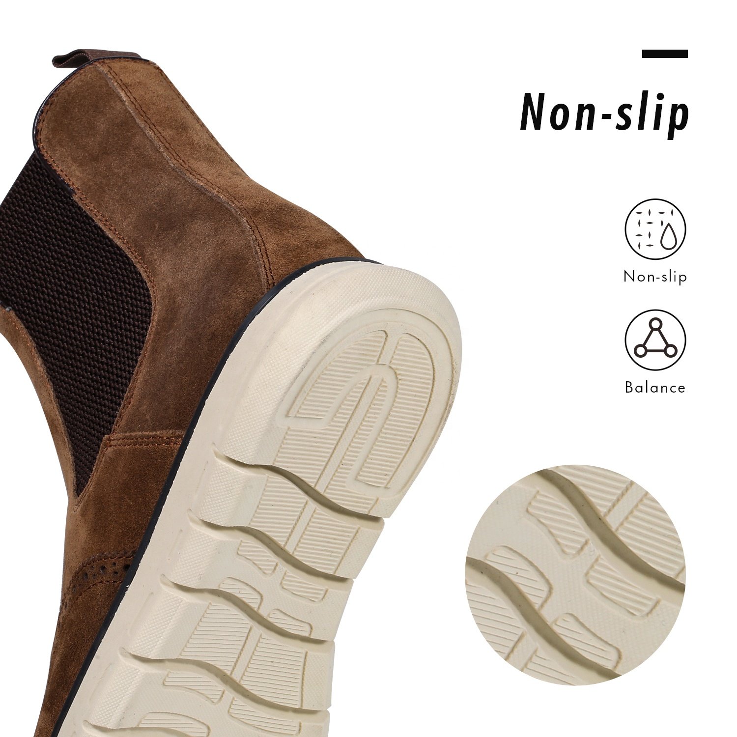 High Quality Big Size formal cow suede office men's dress shoes genuine leather brown ankle chelsea boots
