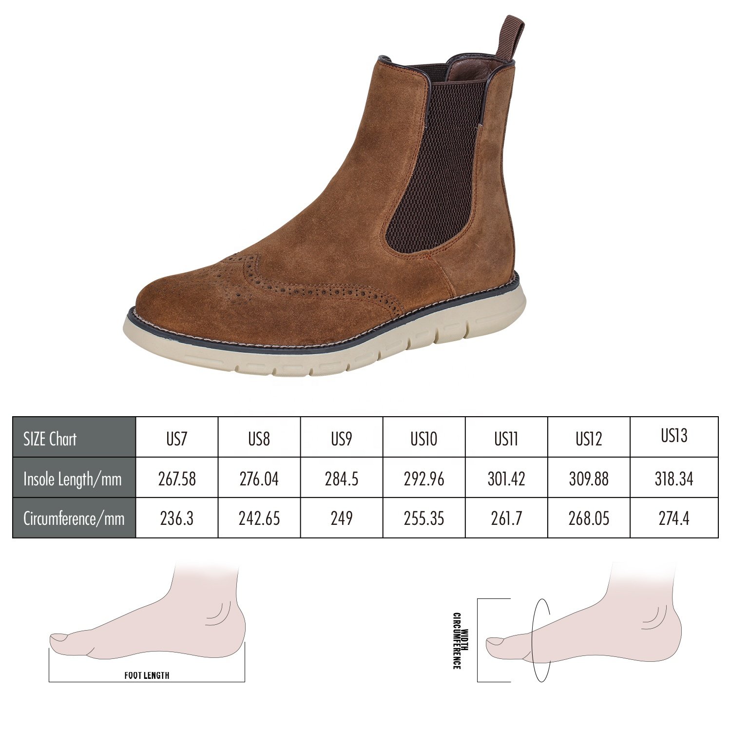 High Quality Big Size formal cow suede office men's dress shoes genuine leather brown ankle chelsea boots