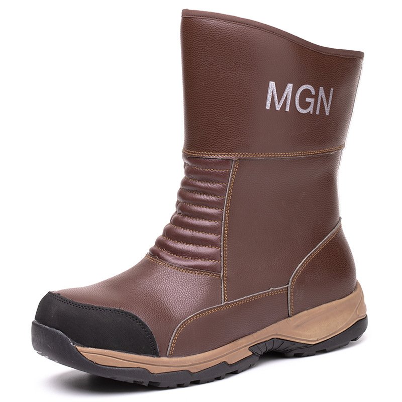 Microfiber leather MD Rubber sole industrial boots breathable black men steel toe price fashion safety Boots