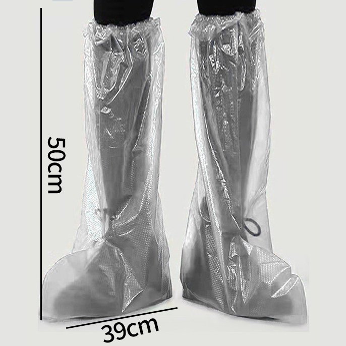 Disposable Transparent Plastic Rain Boots Waterproof Non-Slip Thickened Wear-Resistant Isolation Foot Cover Winter Children