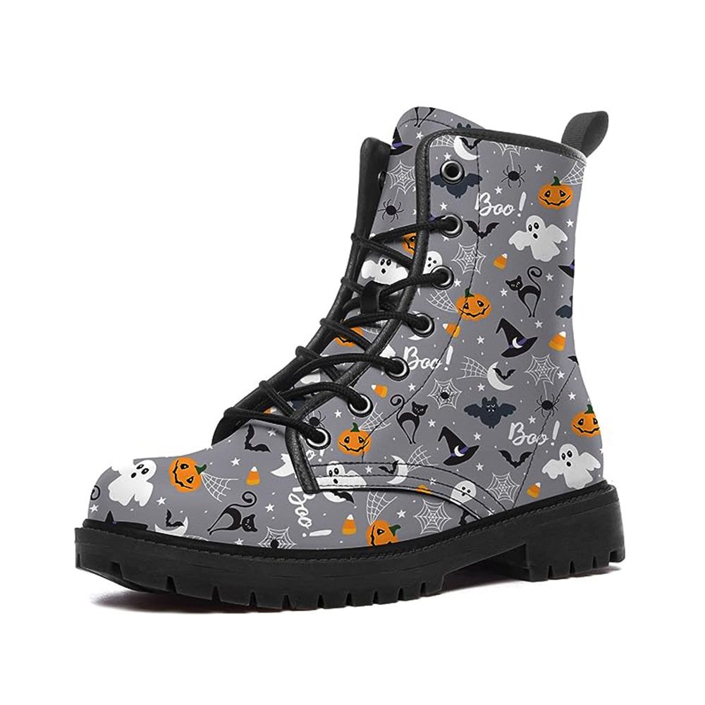 women boots ankle shoes halloween costumes carton print lace up winter boots large size 43 comfortable outdoor shoes