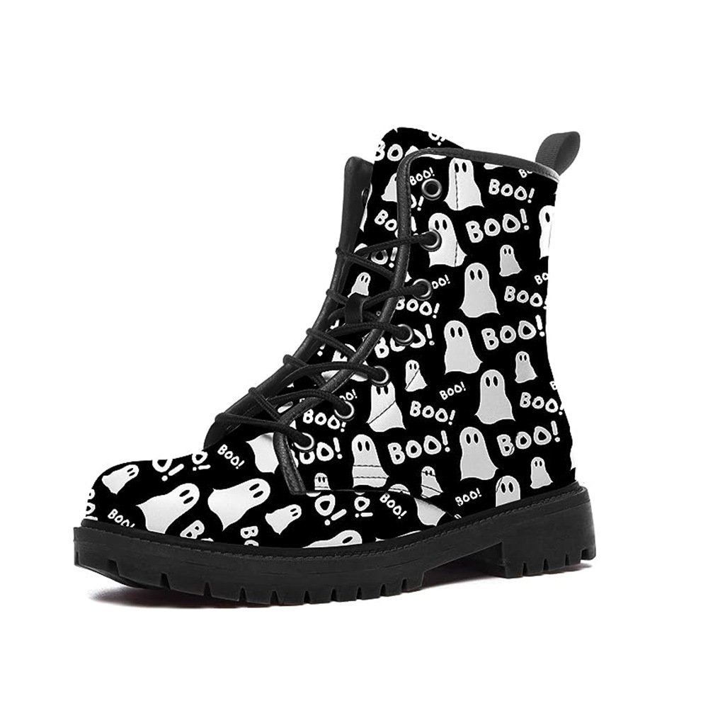 women boots ankle shoes halloween costumes carton print lace up winter boots large size 43 comfortable outdoor shoes
