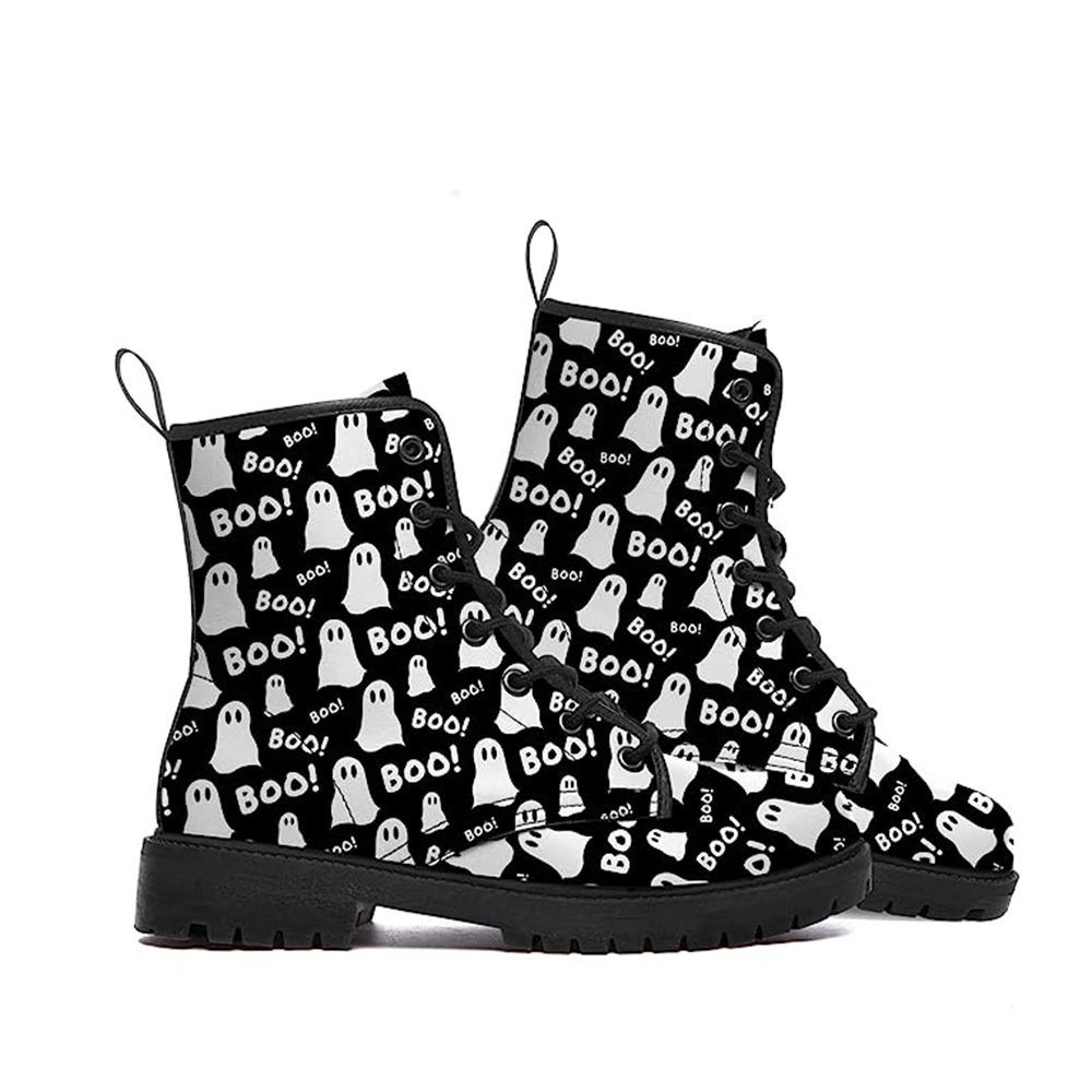 women boots ankle shoes halloween costumes carton print lace up winter boots large size 43 comfortable outdoor shoes