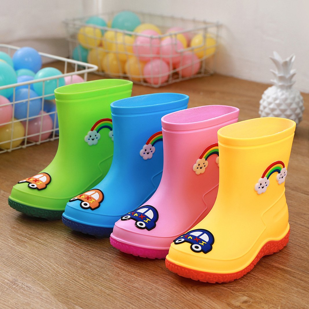 Fashion Classic Cartoon Plush warm detachable water shoes non-slip waterproof pvc rain boots for kids