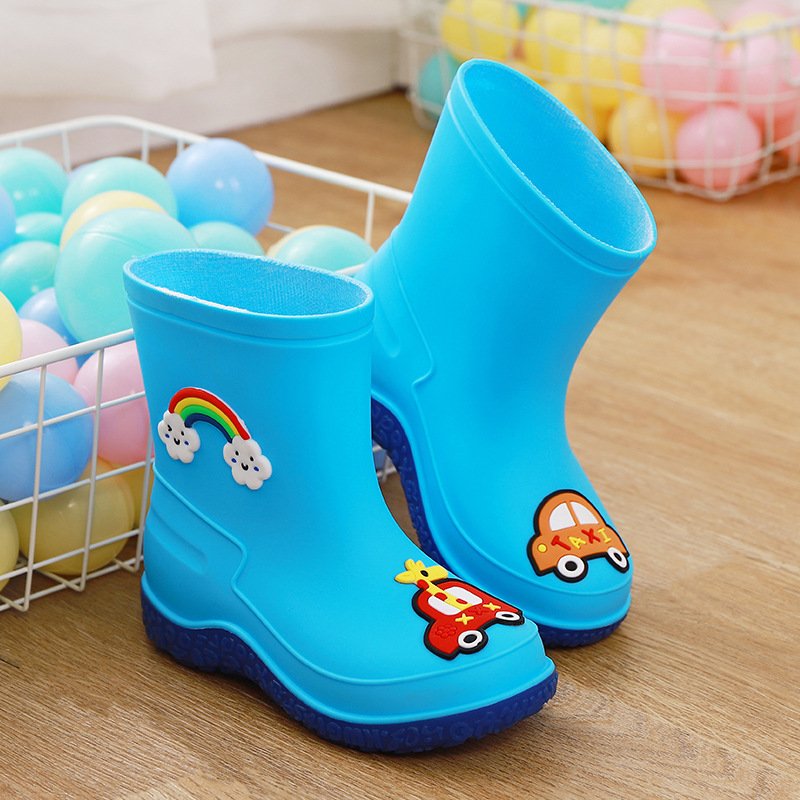 Fashion Classic Cartoon Plush warm detachable water shoes non-slip waterproof pvc rain boots for kids