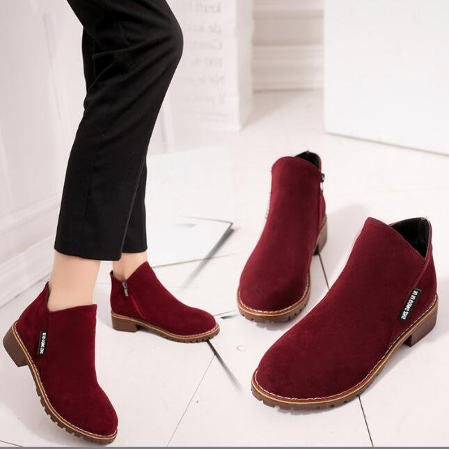 Factory Price Winter Women Boots Ladies Ankle Boots Heels Shoes Woman Suede Leather women casual Boots