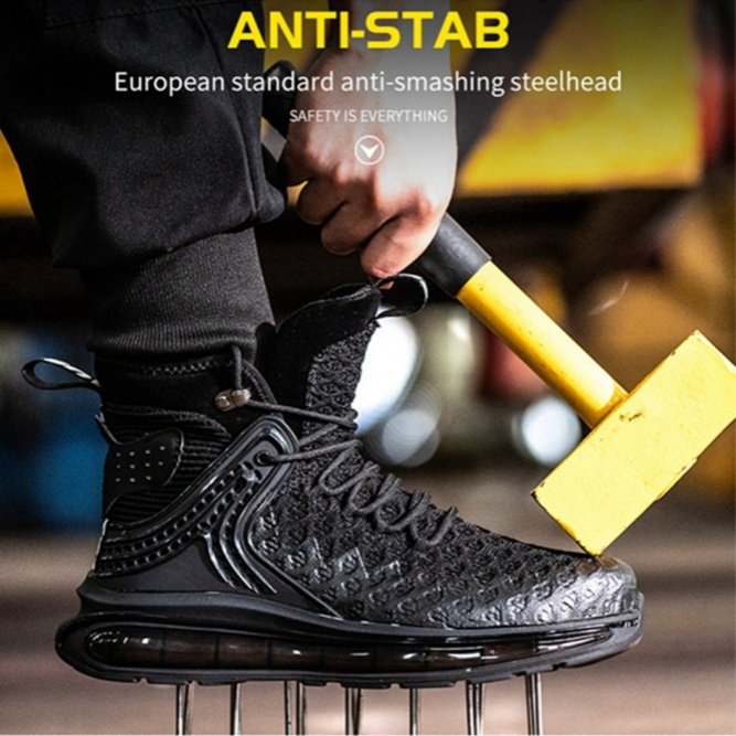 Hot Selling Men's Industrial Breathable Work Boot Casual Trainers Steel Toe Lightweight Safety Boots Waterproof PU/Rubber Insole