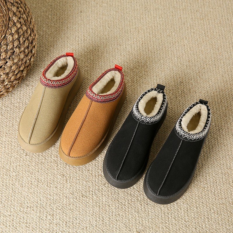 New style Winter Warm Snow Shoes Brown designer Platform Snow leather Boots Comfortable Fur Outdoor Shoes for women and ladies