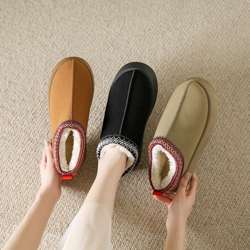 New style Winter Warm Snow Shoes Brown designer Platform Snow leather Boots Comfortable Fur Outdoor Shoes for women and ladies