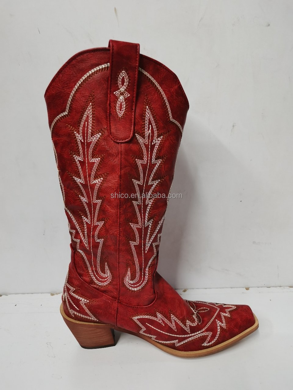 SHIKOL Cowboy boots knee high widen calf embroidery block heels 2024 winter custom western boots ladies cowboys boots for women