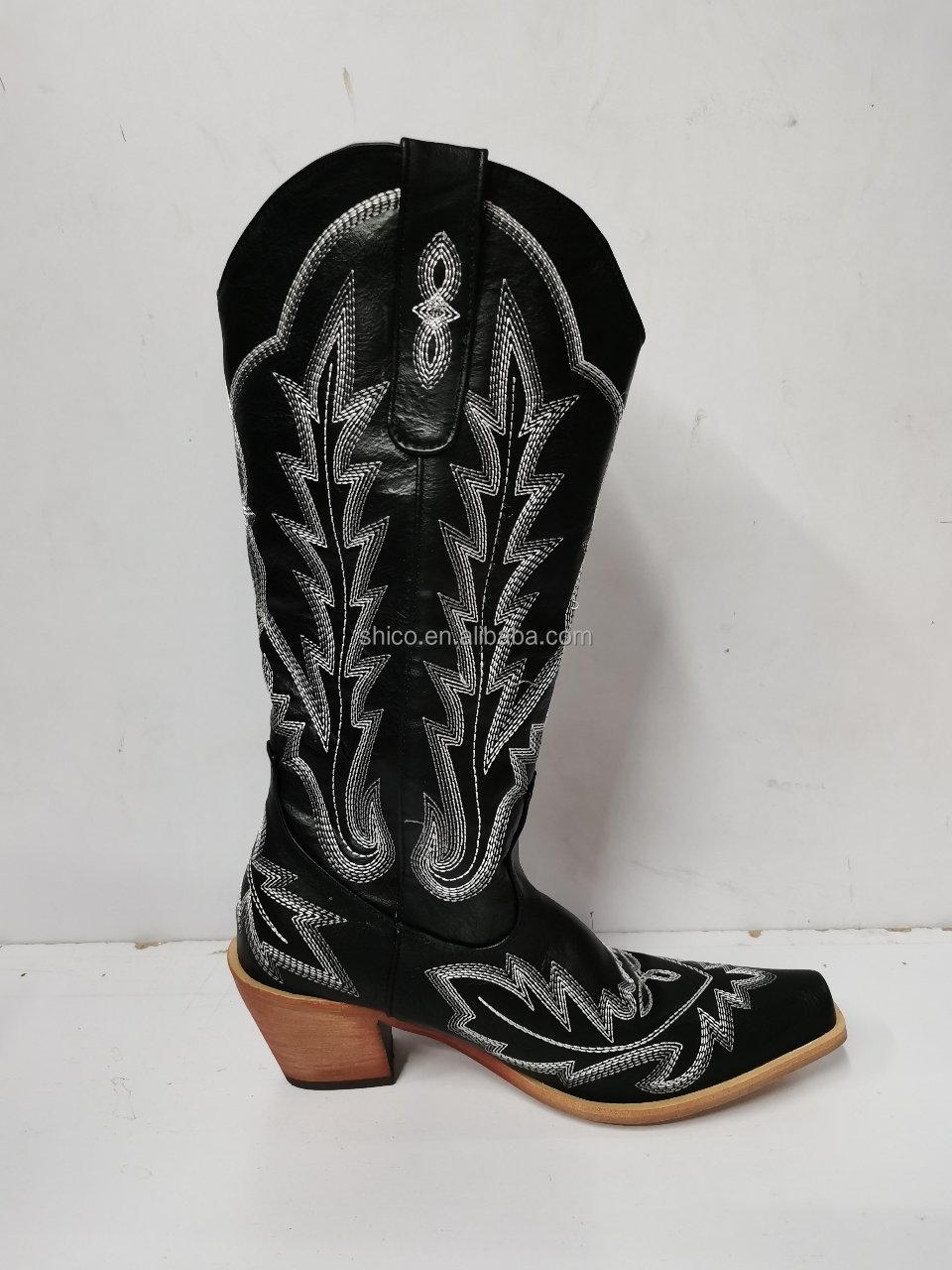 SHIKOL Cowboy boots knee high widen calf embroidery block heels 2024 winter custom western boots ladies cowboys boots for women