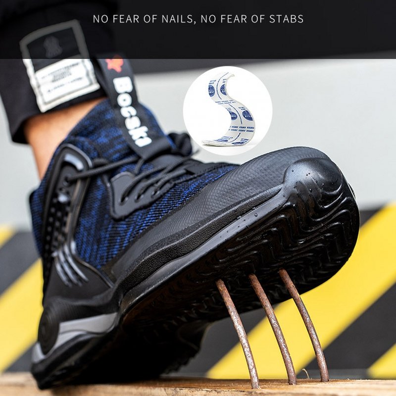 Customized men safety boots engineer working shoes breathable fashion sneakers night reflection steel toe comfort safety shoes