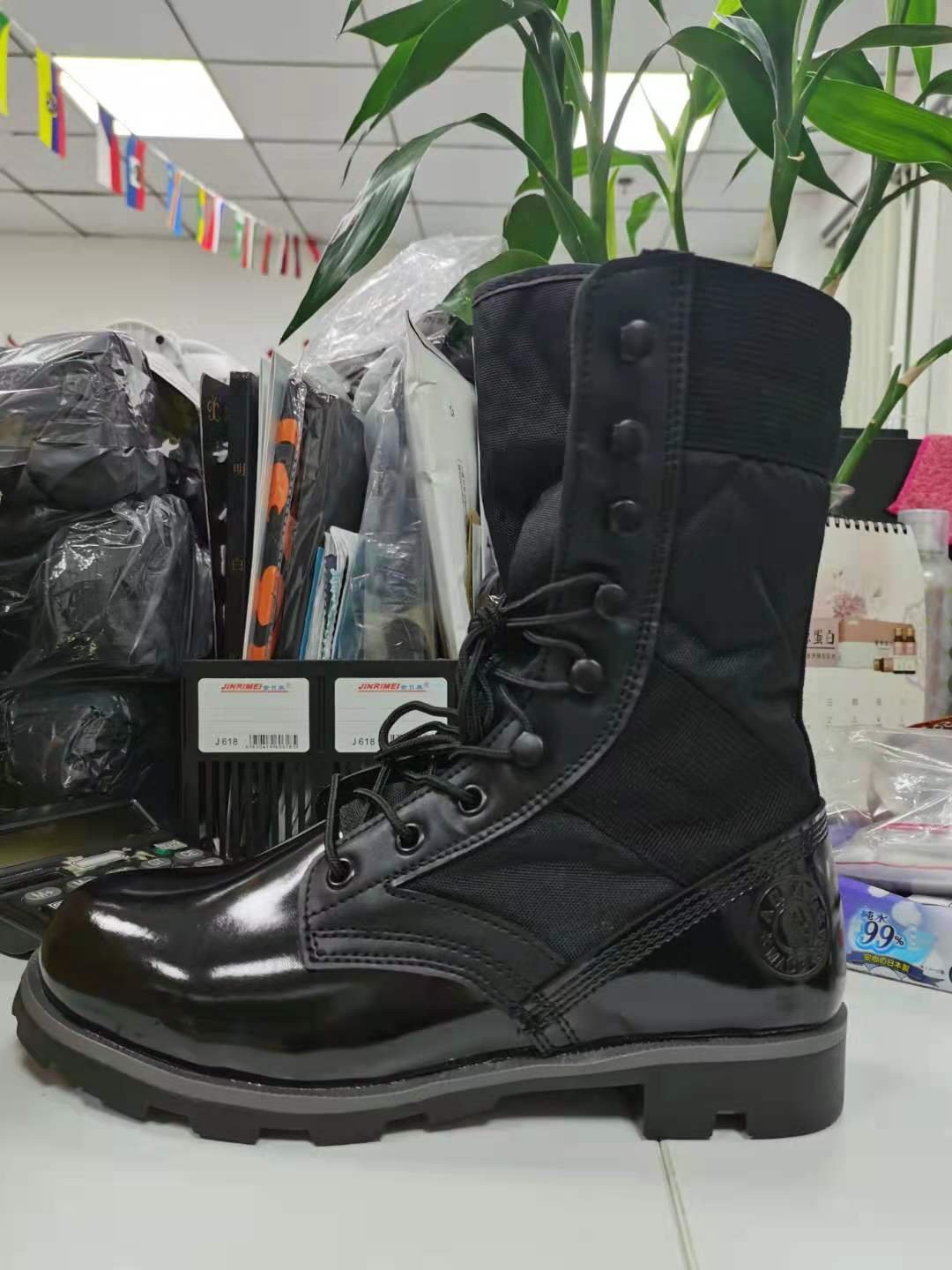 TSB906 Panama rubber sole Shinny action leather tactical long boots 11 inches 28cm duty duty boots DMS construction shoes