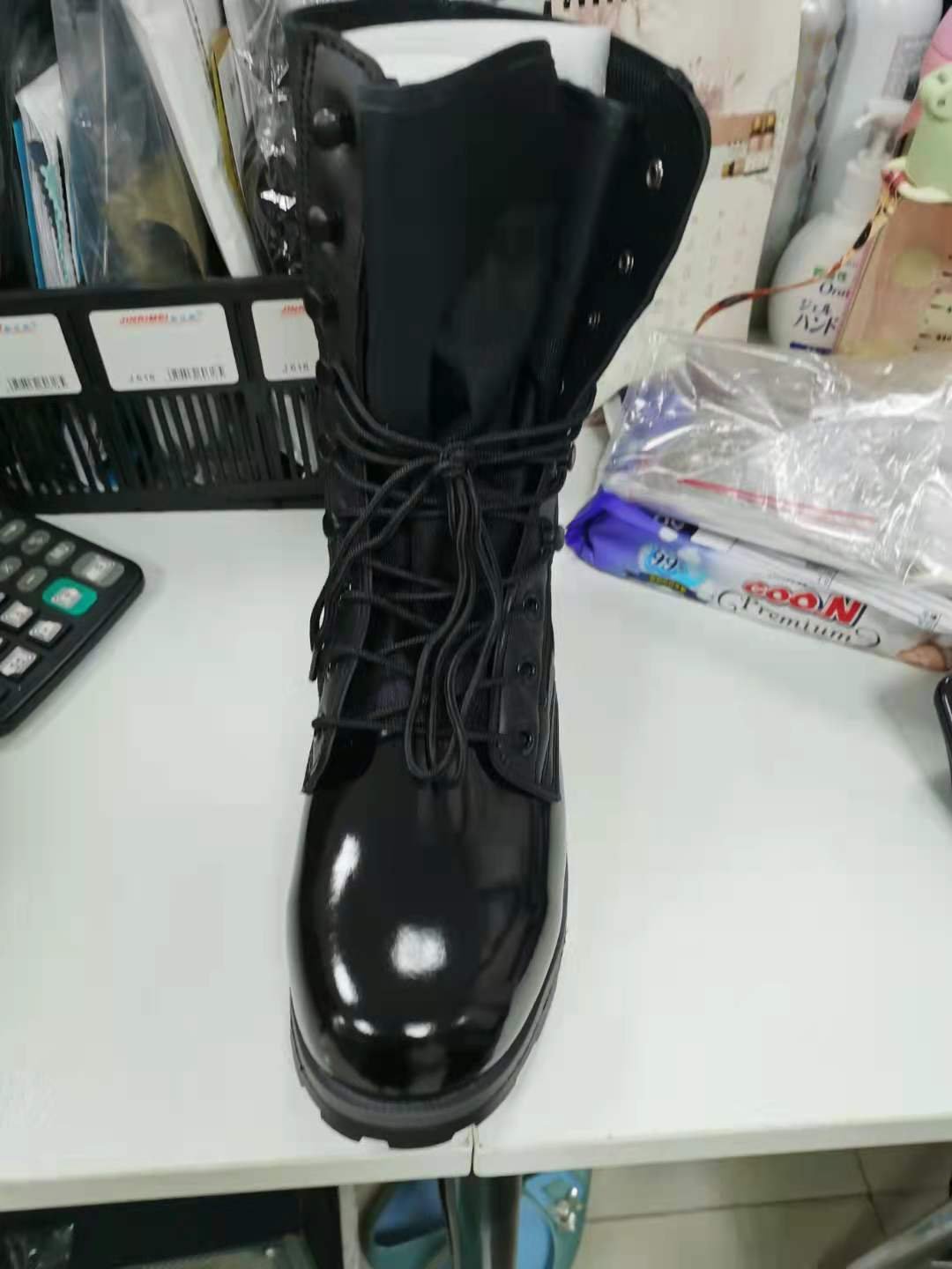 TSB906 Panama rubber sole Shinny action leather tactical long boots 11 inches 28cm duty duty boots DMS construction shoes