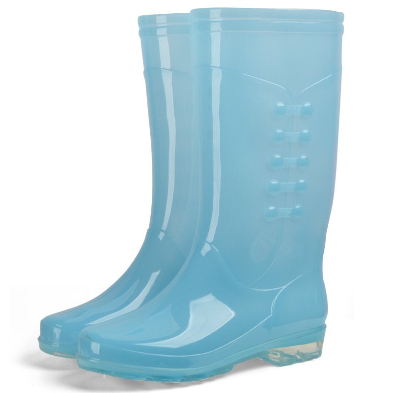 2024 hot high top transparent outdoor PVC waterproof rain boots casual clear ladies water shoes flat women jelly rain boots