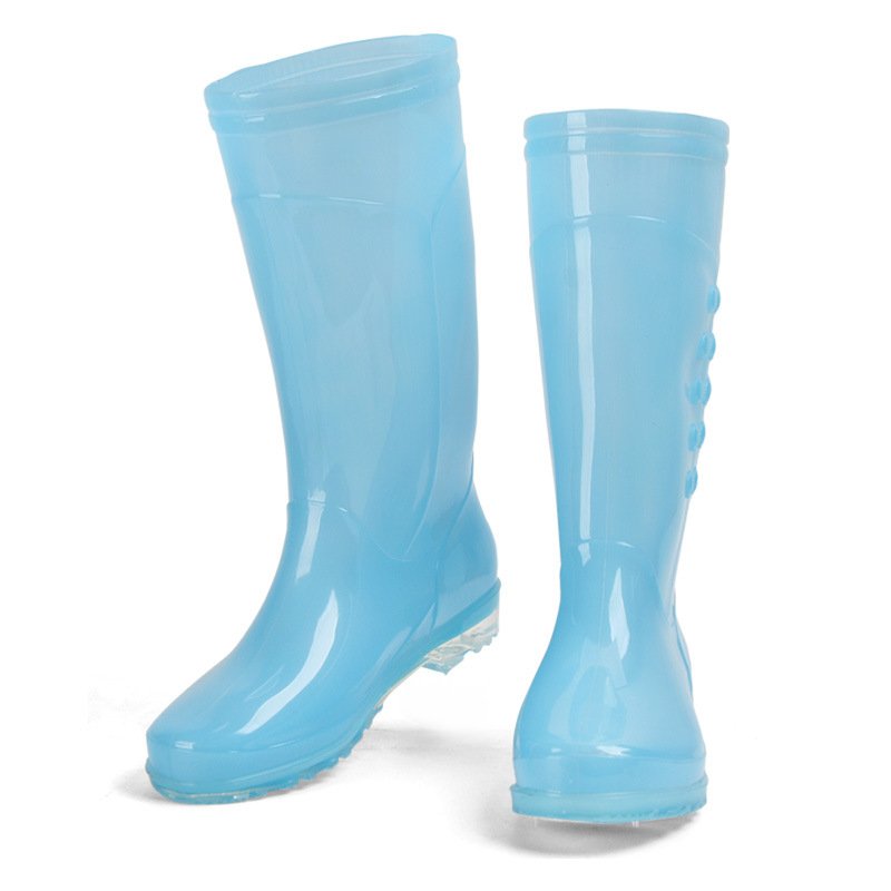 2024 hot high top transparent outdoor PVC waterproof rain boots casual clear ladies water shoes flat women jelly rain boots