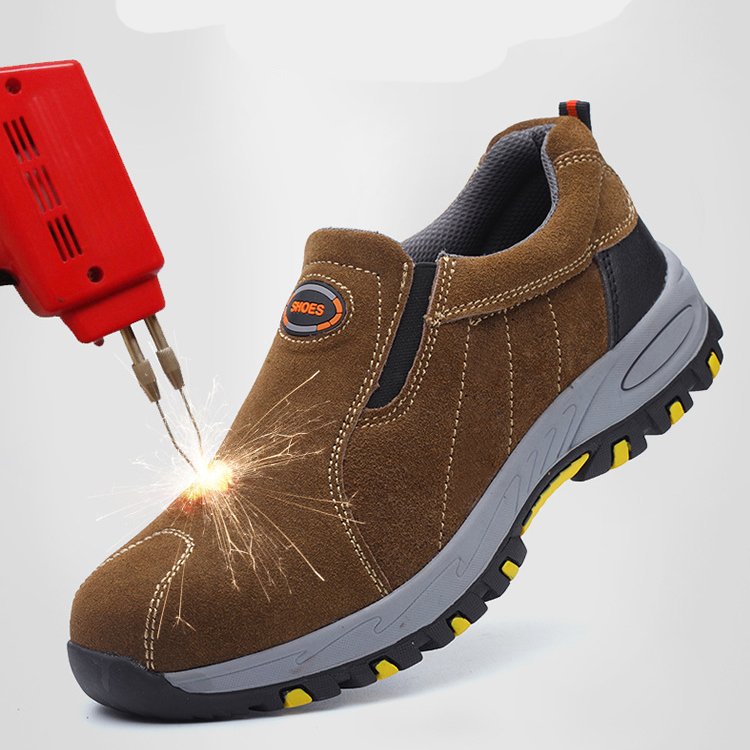 High Top Genuine All Leather Mens Work Safety Shoes Construction Martin Boots for Men Women - Anti-Smashing Steel Toe Puncture-P