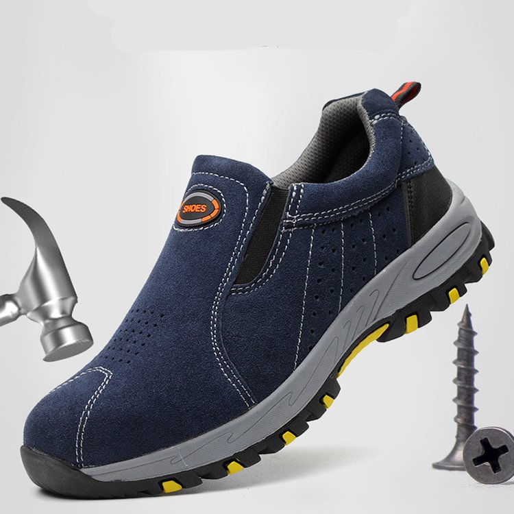 High Top Genuine All Leather Mens Work Safety Shoes Construction Martin Boots for Men Women - Anti-Smashing Steel Toe Puncture-P